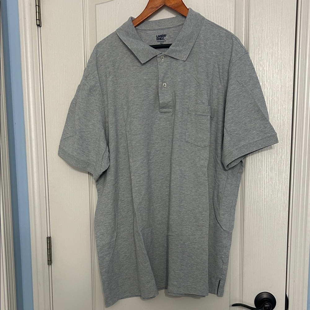 Lands' End Men's Classic Gray Polo 2XLT with pocket